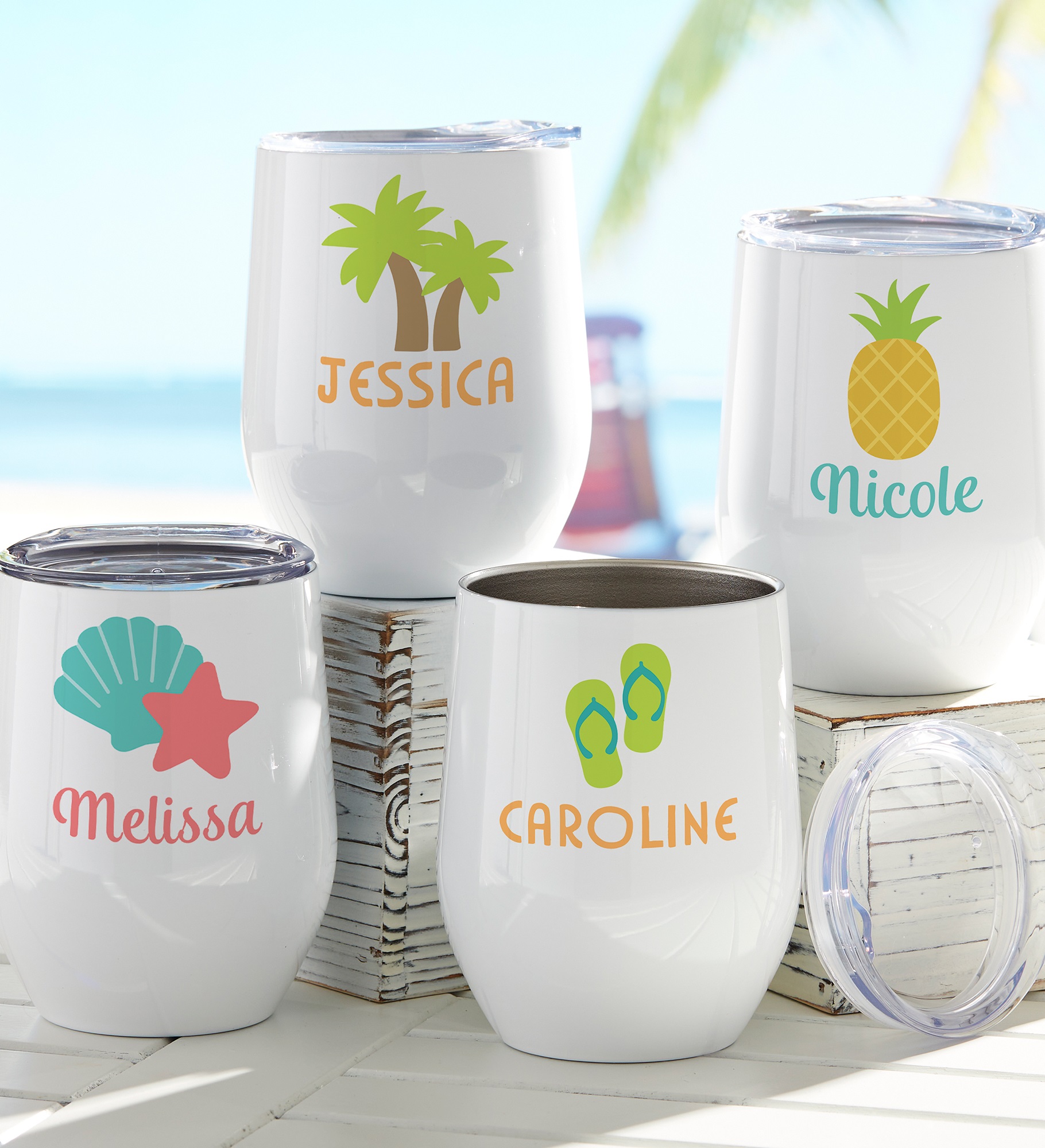 Beach Fun Drinks Personalized Stainless Insulated Wine Cup 